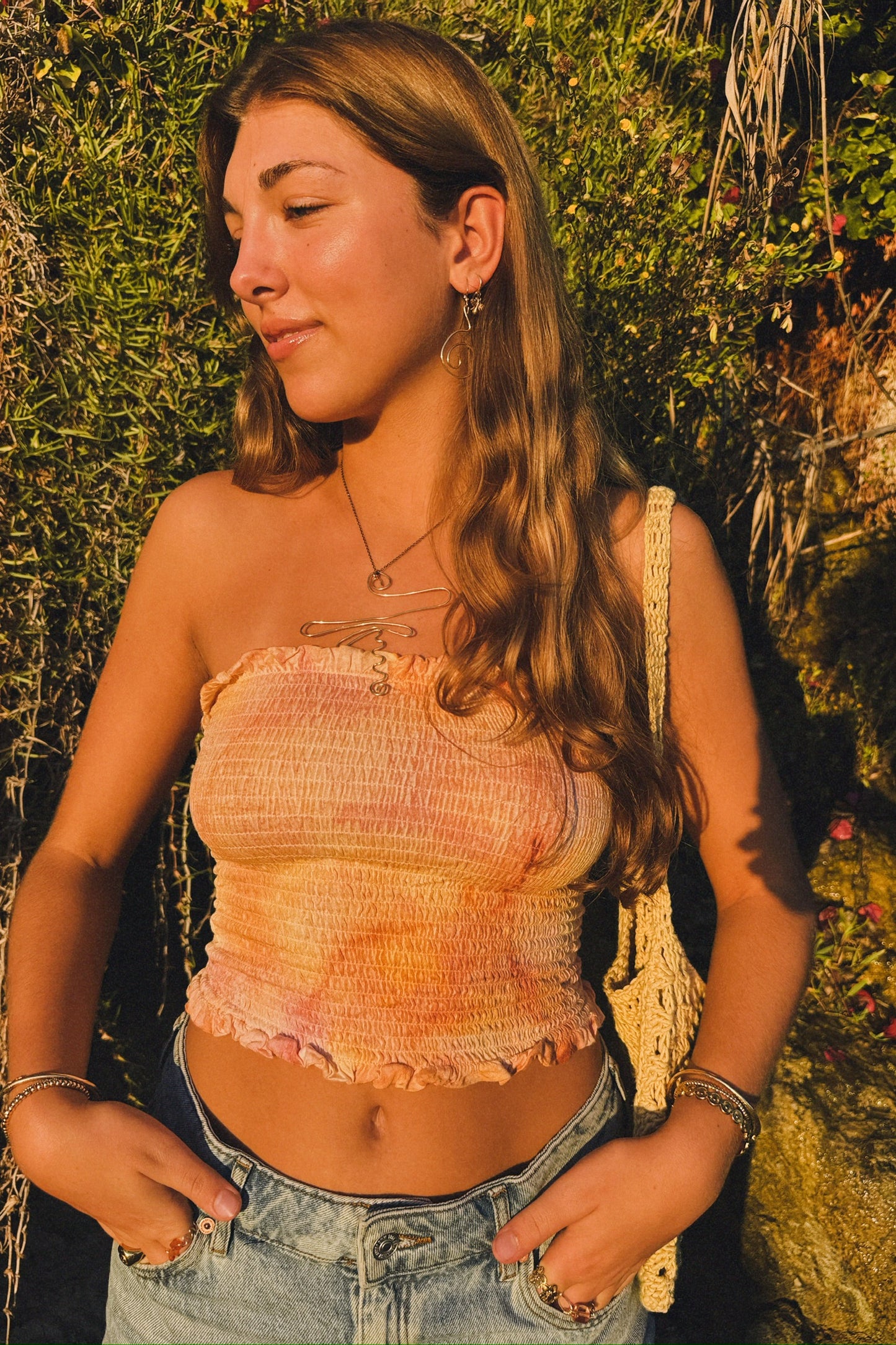 Hand-Dyed Ruched Tube Top - Sunrise