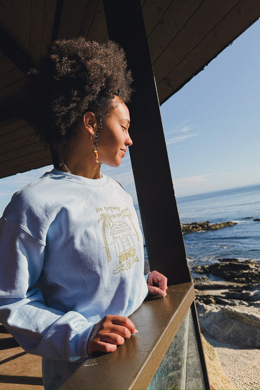 Surf Shack Crewneck Sweater - Blue Lagoon