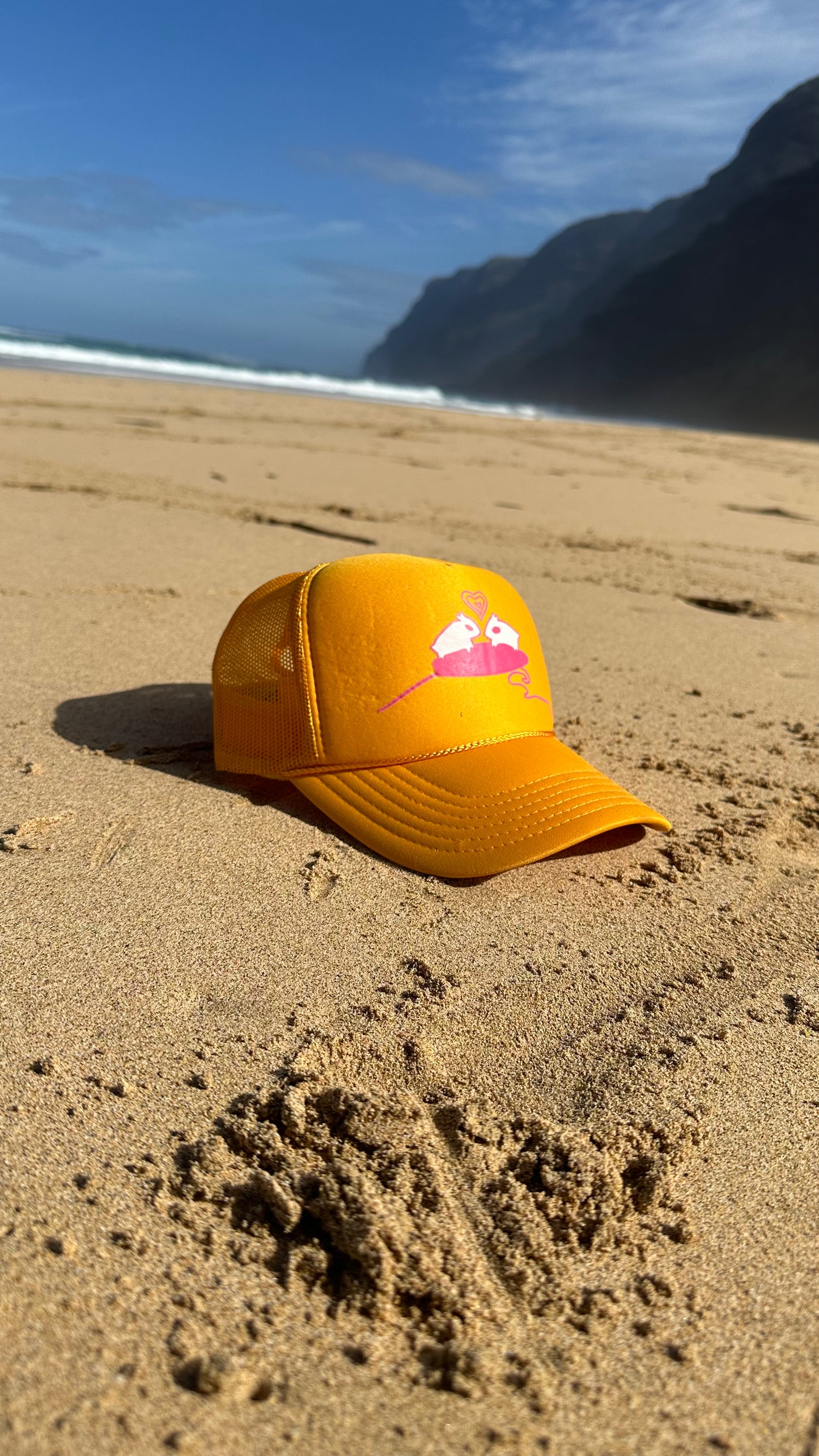 Surfing Bunnies Trucker Hat - California Poppy