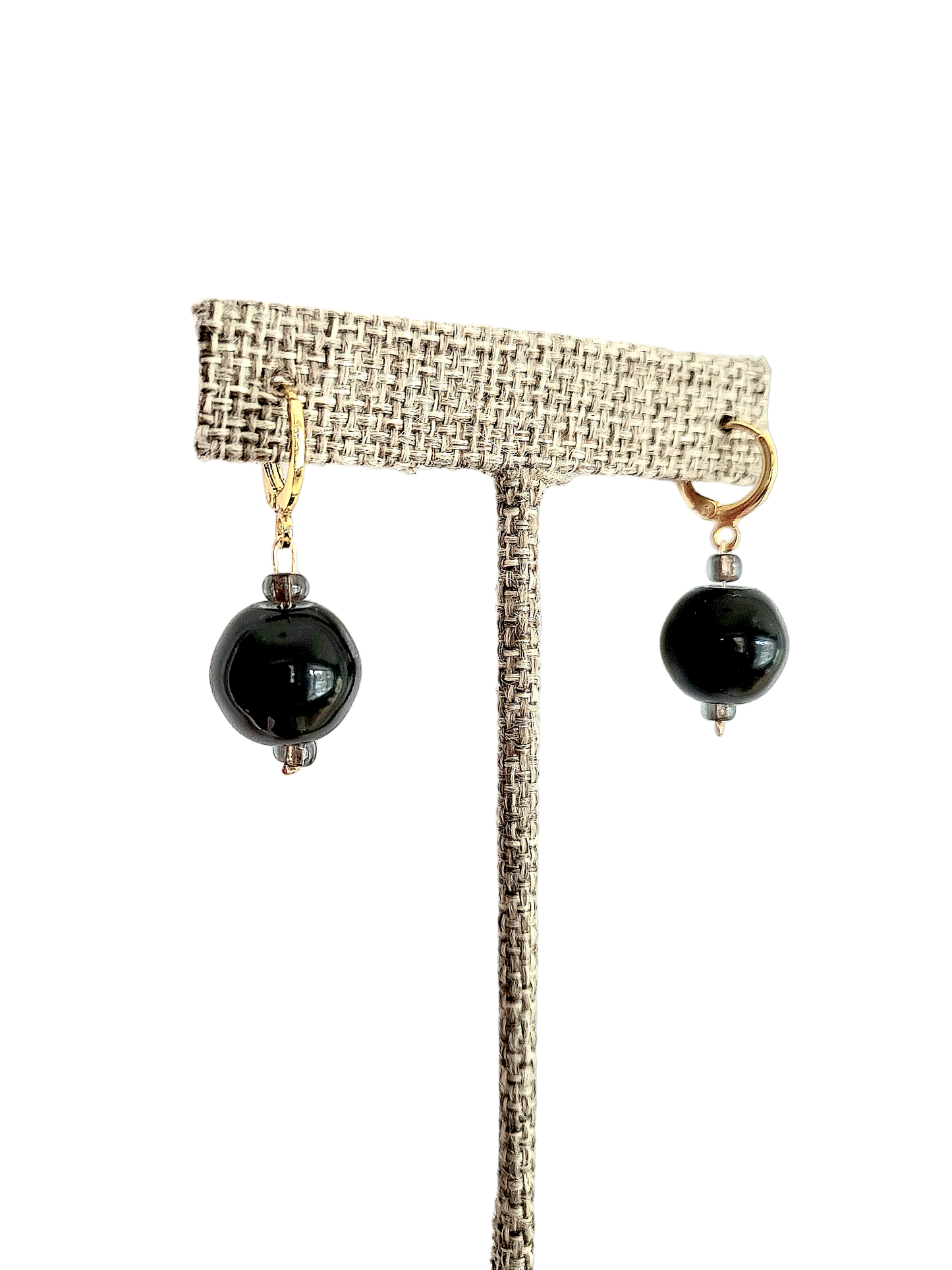 DOLPHIN MOONRISE Hematite Orb Dangle Earrings