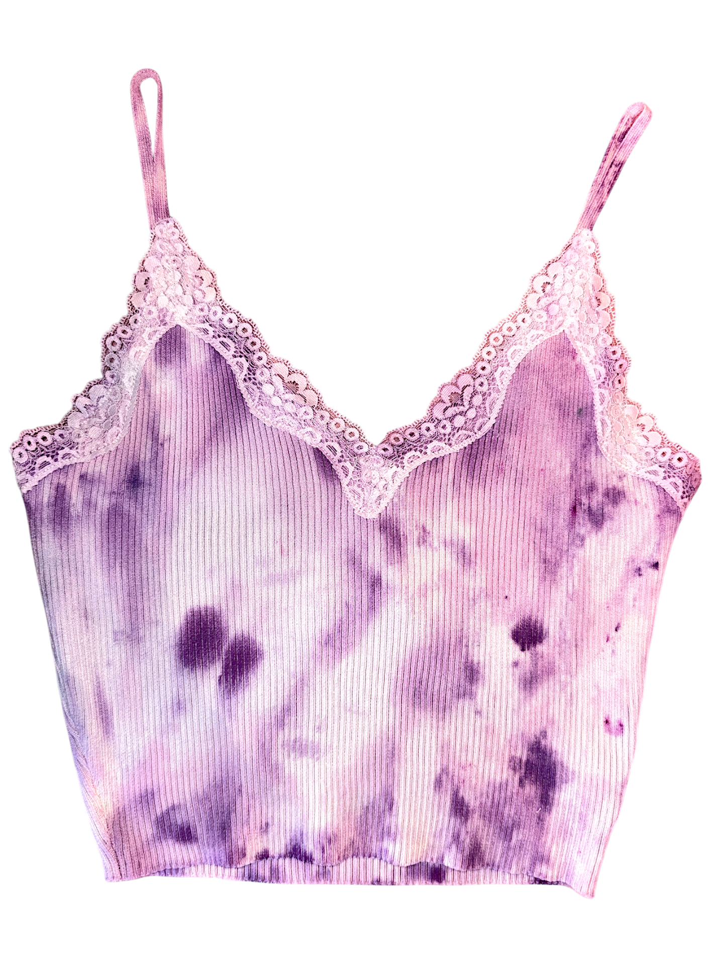 Hand-Dyed Ribbed Lace Cropped Cami - Amethyst