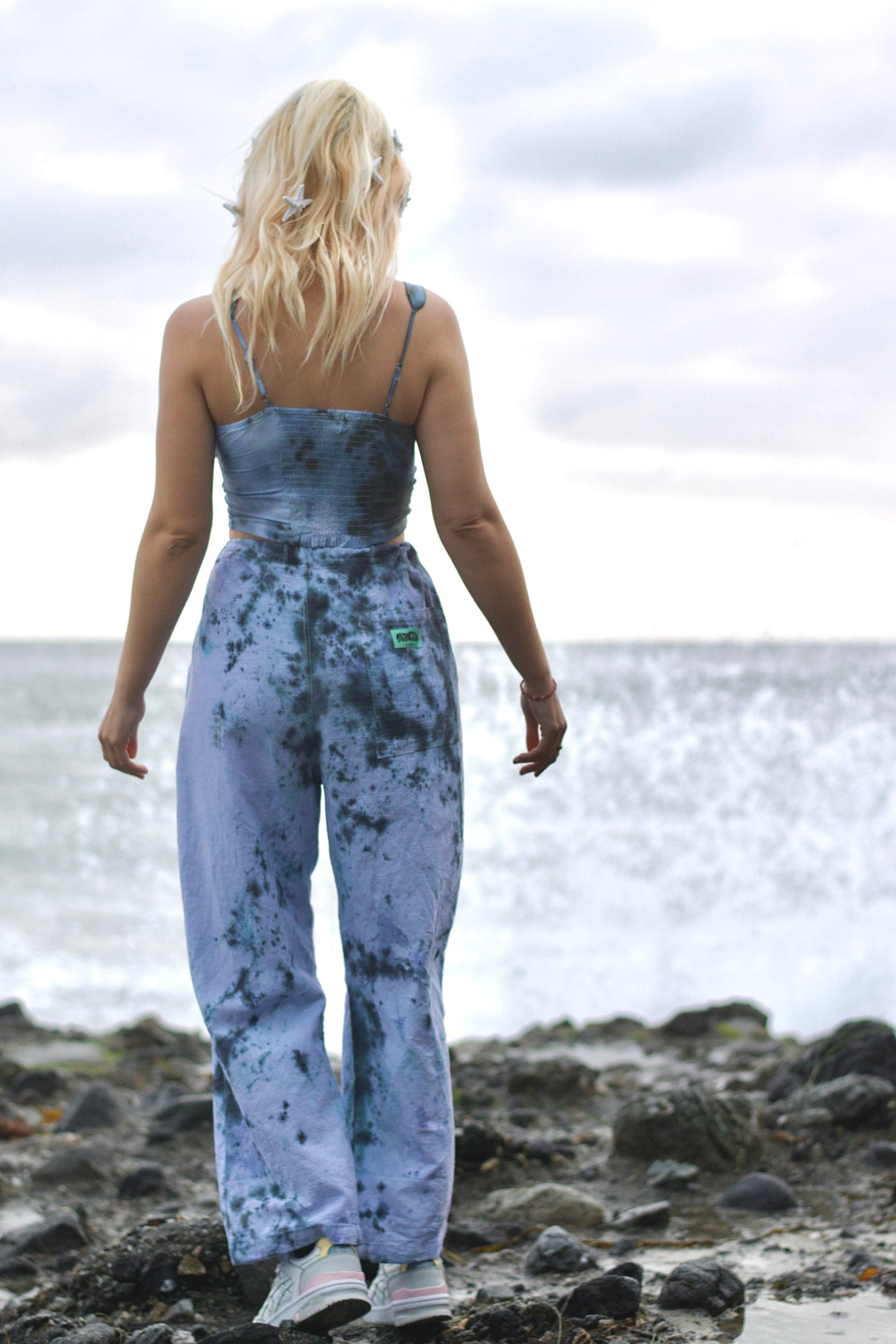 Hand-Dyed Cotton Beach Pants - Storm