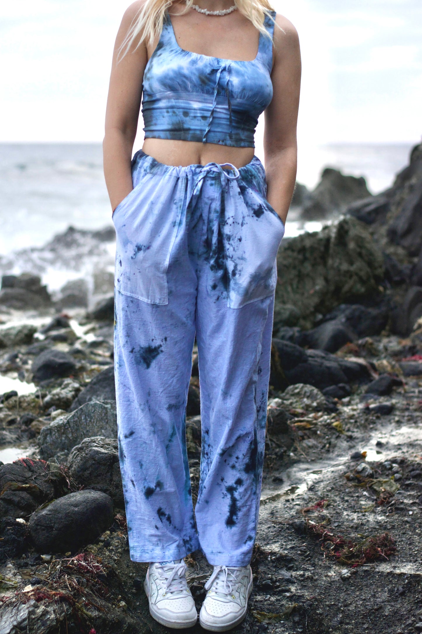 Hand-Dyed Cotton Beach Pants - Storm