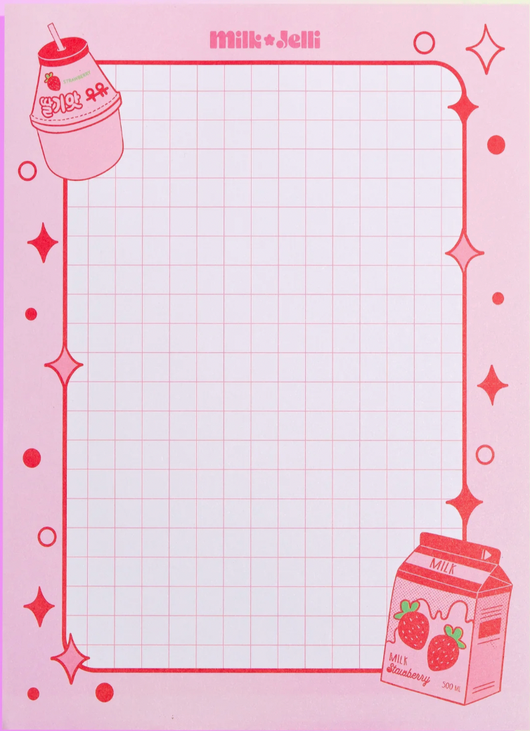 Strawberry Milk X-Large Notepad