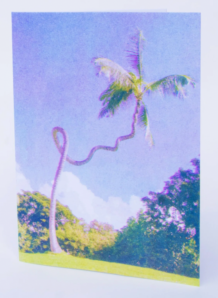 Squiggly Palm Tree A7 Risograph Greeting Card