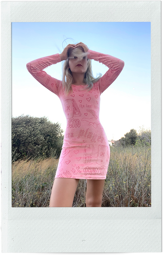 ABDUCTED Pink Player Velvet Mini Dress *PREORDER*