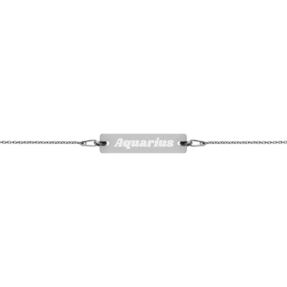 ABDUCTED Aquarius Engraved Silver Bracelet